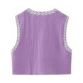 thumbnail image 3 of CHOK Femmes Vintage Brodé Gilet Tops Lin Recadré Sans Manches Cardigans Floral Gilets, 3 of 6