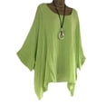 thumbnail image 1 of Fashnice Tee-Shirt Femme Couleur Unie Col Rond T-shirt Ample Chandail de Travail Vert Clair 5TG, 1 of 2