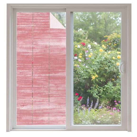 Window Privacy Film Pink Stained Glass Window Film Decorative Sun Block Window Cover Vintage Modern Abstract Art Ombre Window Clings Static Adhesive Sticker for Bathroom 35.4"x78.7"