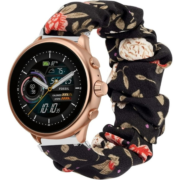AIR-Compatible for Fossil Gen 6 Wellness Band, Fabric Elastic Scrunchie Elastic Women Cute Replacement Straps Compatible for Fossil Gen 6 Wellness Smartwatch