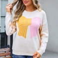 thumbnail image 2 of CKpwisy Women's Floral Printed Pullover Sweater Lightweight Long Sleeve Drop Shoulder Tops Sweaters Casual Round Neck Chunky Knit Jumper Tops Fall 2025 Clothes Outfits, 2 of 5