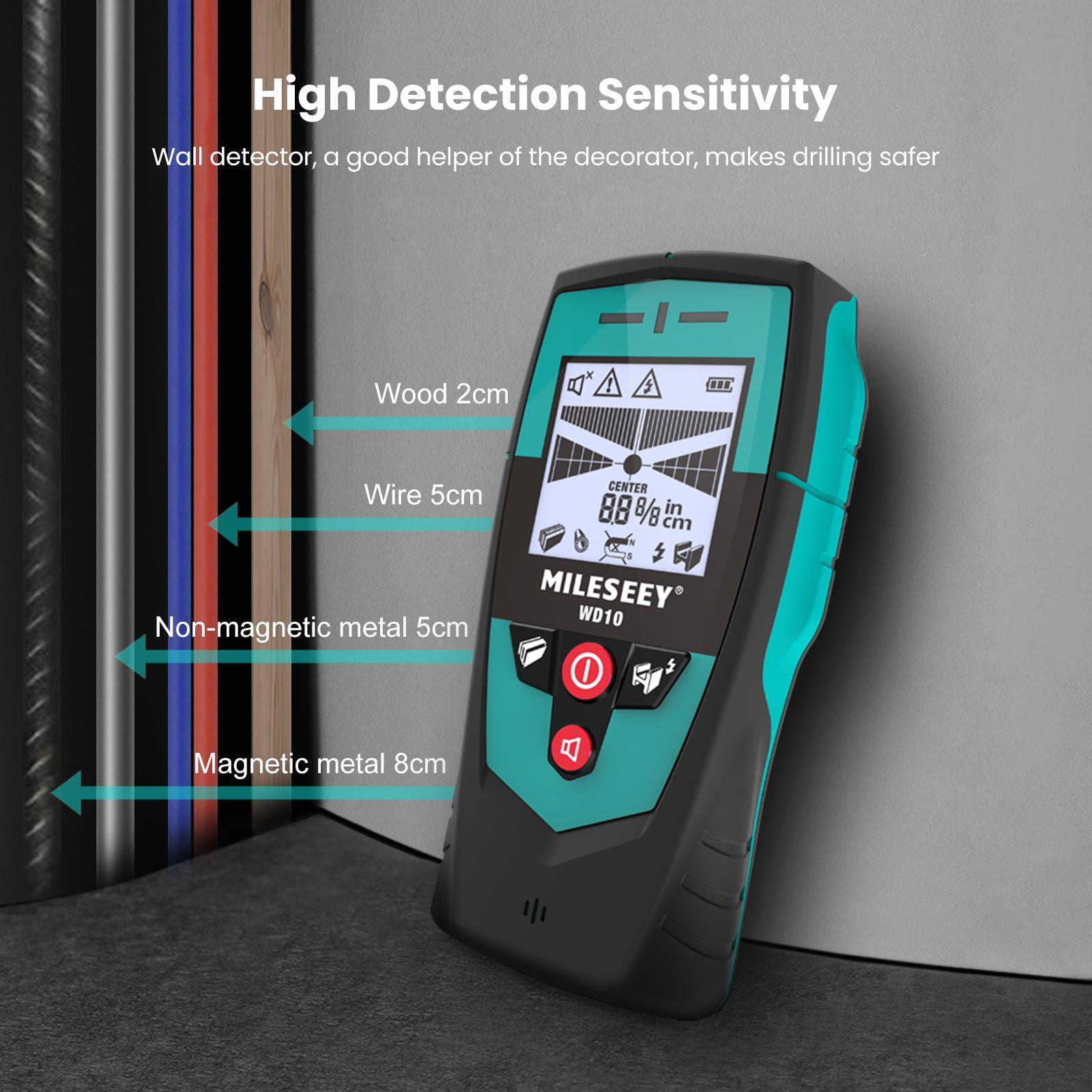 Mileseey WD10 Industrial Metal Wall Scanner Detector Multi-Functional Handheld Water Dust Free Wiring Blue