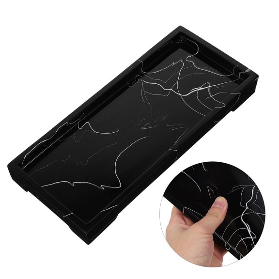 GOOHOCHY  Marble Vanity Tray Bathroom Marbling Grain Plate Cosmetics Storage