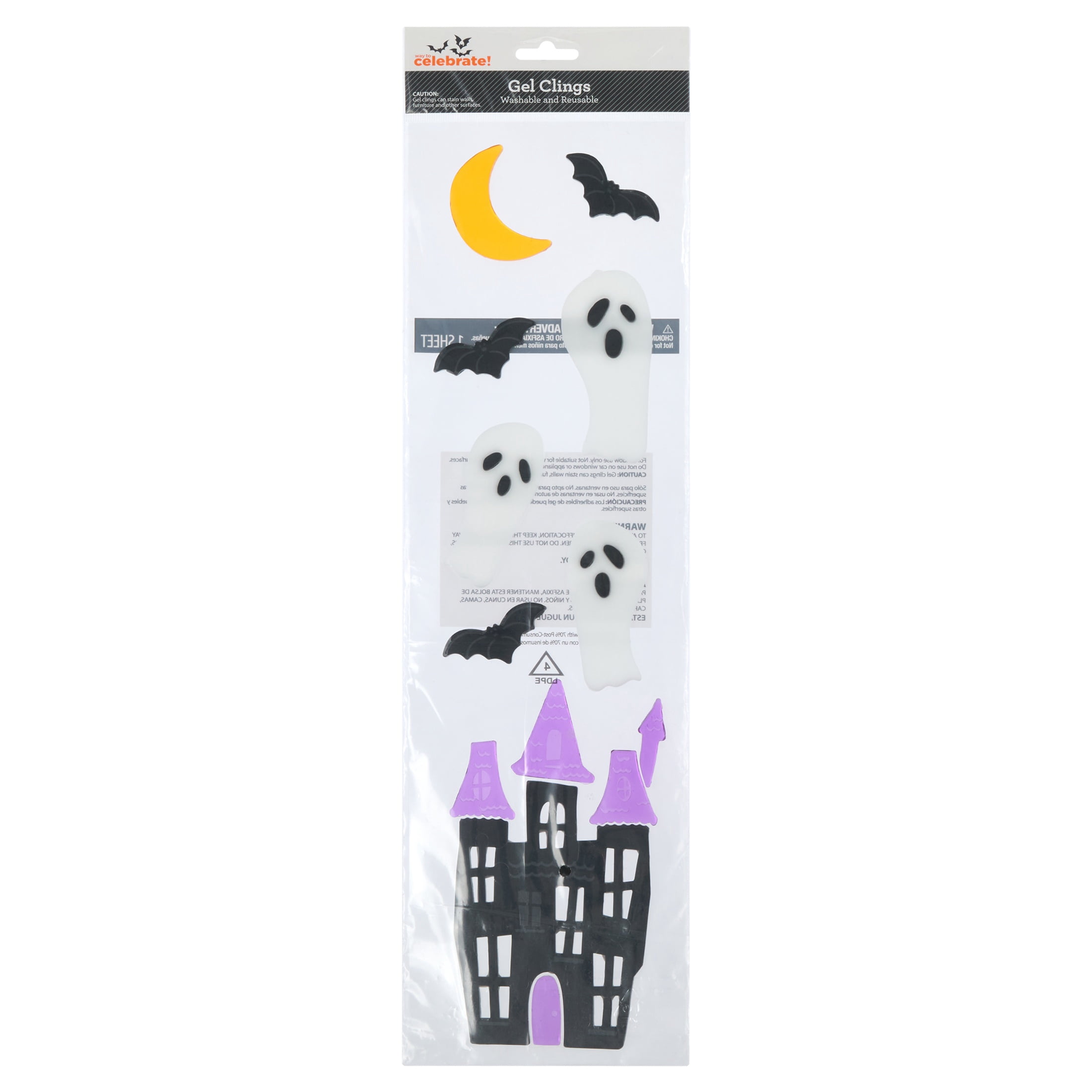 Haunted House Gel Clings, Multicolor, 5.5" x 21", Halloween by Way To Celebrate