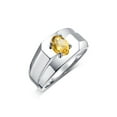 thumbnail image 4 of RYLOS Men's Rings Sterling Silver Ring Classic Solitaire 7X5MM Oval Shape Gemstone Designer Band Citrine November Birthstone Rings For Men Size 13, 4 of 5