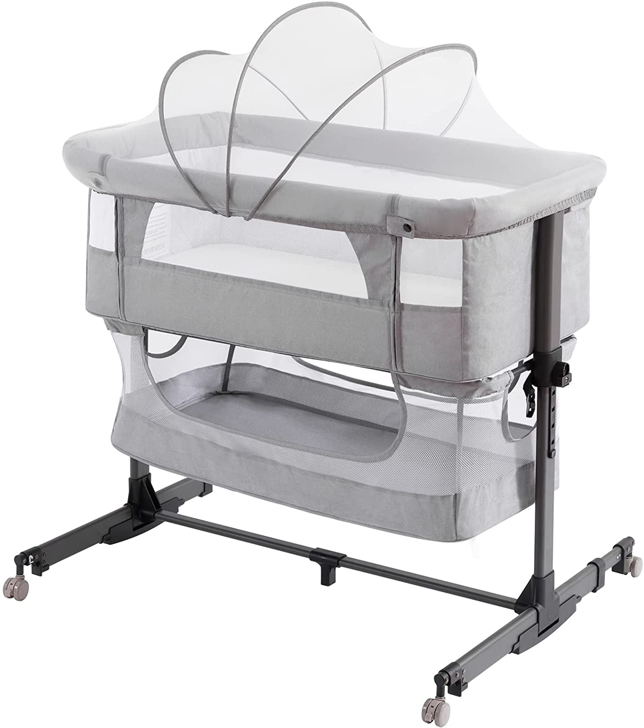 Nordmiex Baby 3 in 1 Adjustable Bedside Sleeper Bed for Infant Baby with Breathable Net