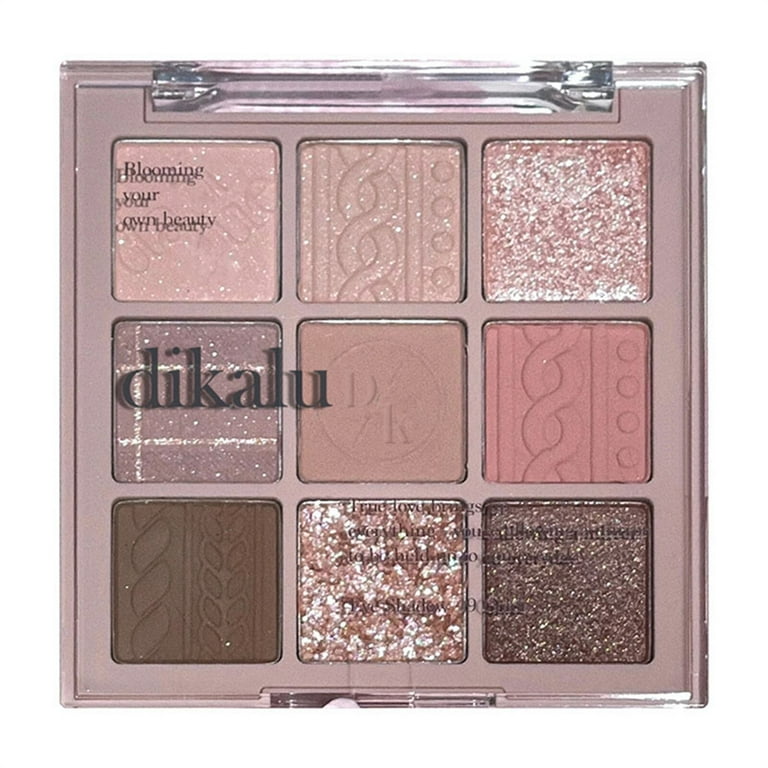 DIKALU New Nine-color Eyeshadow Palette Rose Pink Color Pearly Matte  Glitter Eyeshadow Shiny Eye Shadow Long-lasting Eye Makeup 