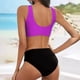 thumbnail image 2 of Gibobby Conjunto de Traje de Baño para Mujer Bikini sexy para mujer Cintura alta Estampado de puntos Estación independiente Traje de baño dividido(Morado,CH), 2 of 4
