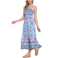 thumbnail image 4 of INSPIRE CHIC Vestido Maxi Sin Mangas de Tirantes Espagueti con Volantes de Flores Boho para Mujeres XL Azul Claro, 4 of 6