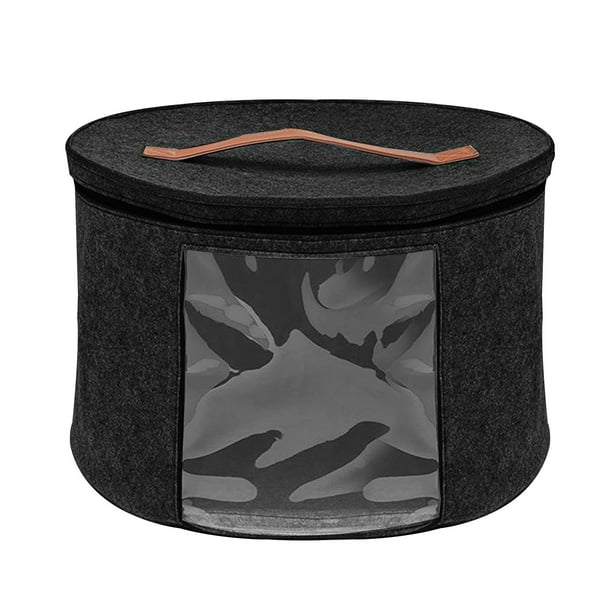 Organizador Caja de almacenamiento de fieltro redonda de gran tamaño con ventana lateral transparente organizadores de sombreros Ehuebsd Libre de BPA