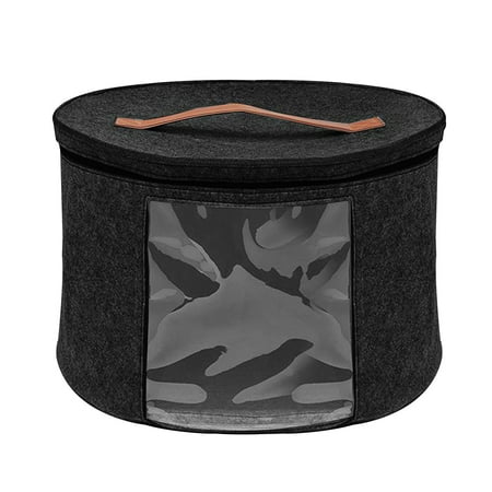 

Smrinog Round Felt Storage Box Large Size with Transparent Side Window Hats Organizers