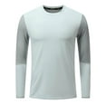 thumbnail image 5 of Dress Shirts Hvyesh Men's Gym Workout Long Sleeve T Shirt Lightweight Quick Dry Moisture Wicking Active Shirts Patchwork Running Gym Tee, 5 of 7