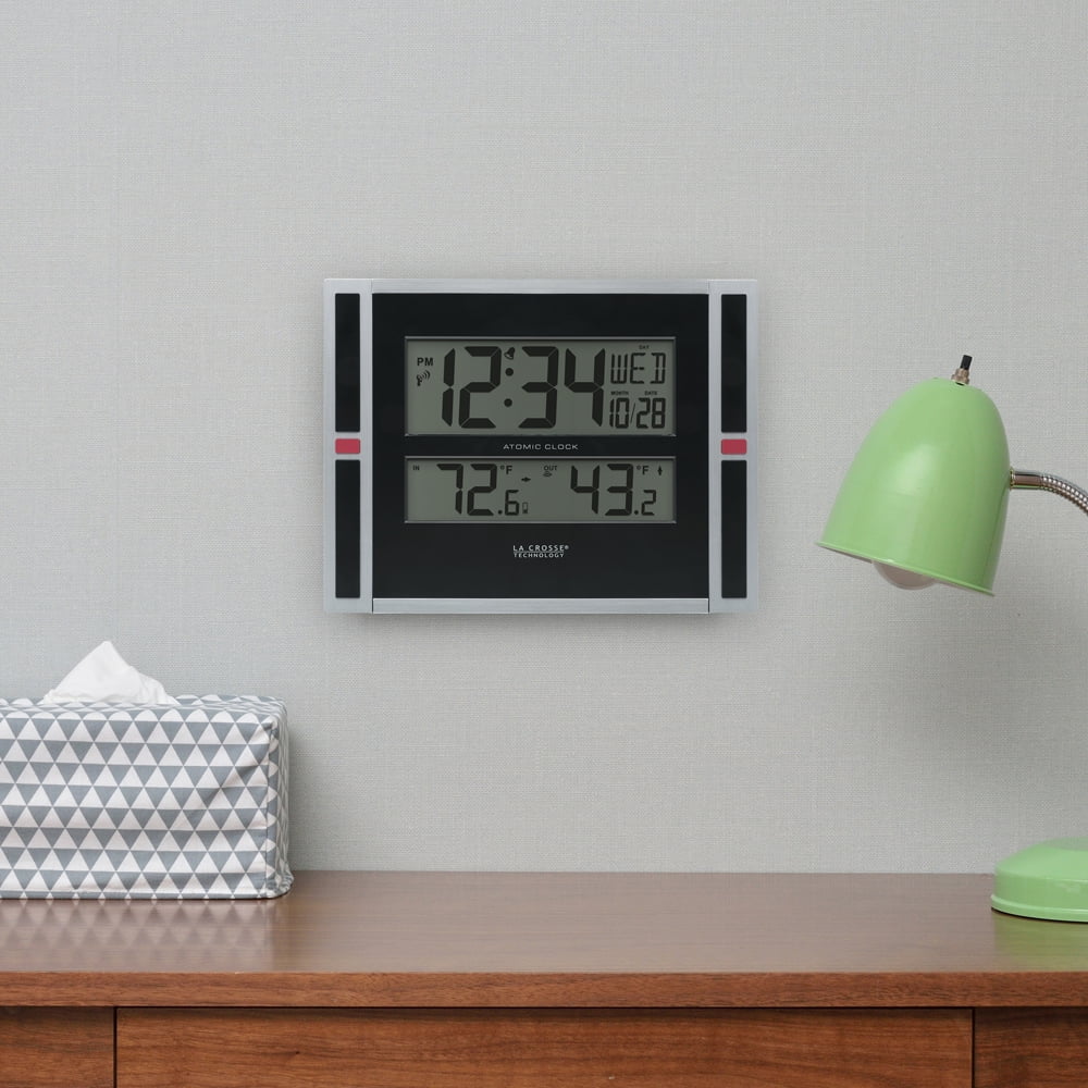 La Crosse Technology 11" Modern Atomic Digital Tabletop / Wall Clock with Temperature, 513-149-Int