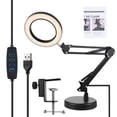 thumbnail image 1 of 10X Magnifying Glass with Light Stepless Dimmable 2-in-1 Desk Lamp and Clamp Adjustable Swing Arm LED Lighted Desk Lamp Hands Free Magnifier Lamp for Craft Hobby Close Works Painting, 1 of 8