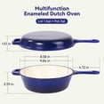 thumbnail image 3 of Daluvenix 2 in 1 Cast Iron Dutch Oven Pot with Skillet Lid, 3+1.5qt Enamel Dutch Oven Dual Handle, All-in-One Cookware, Blue, 3 of 7