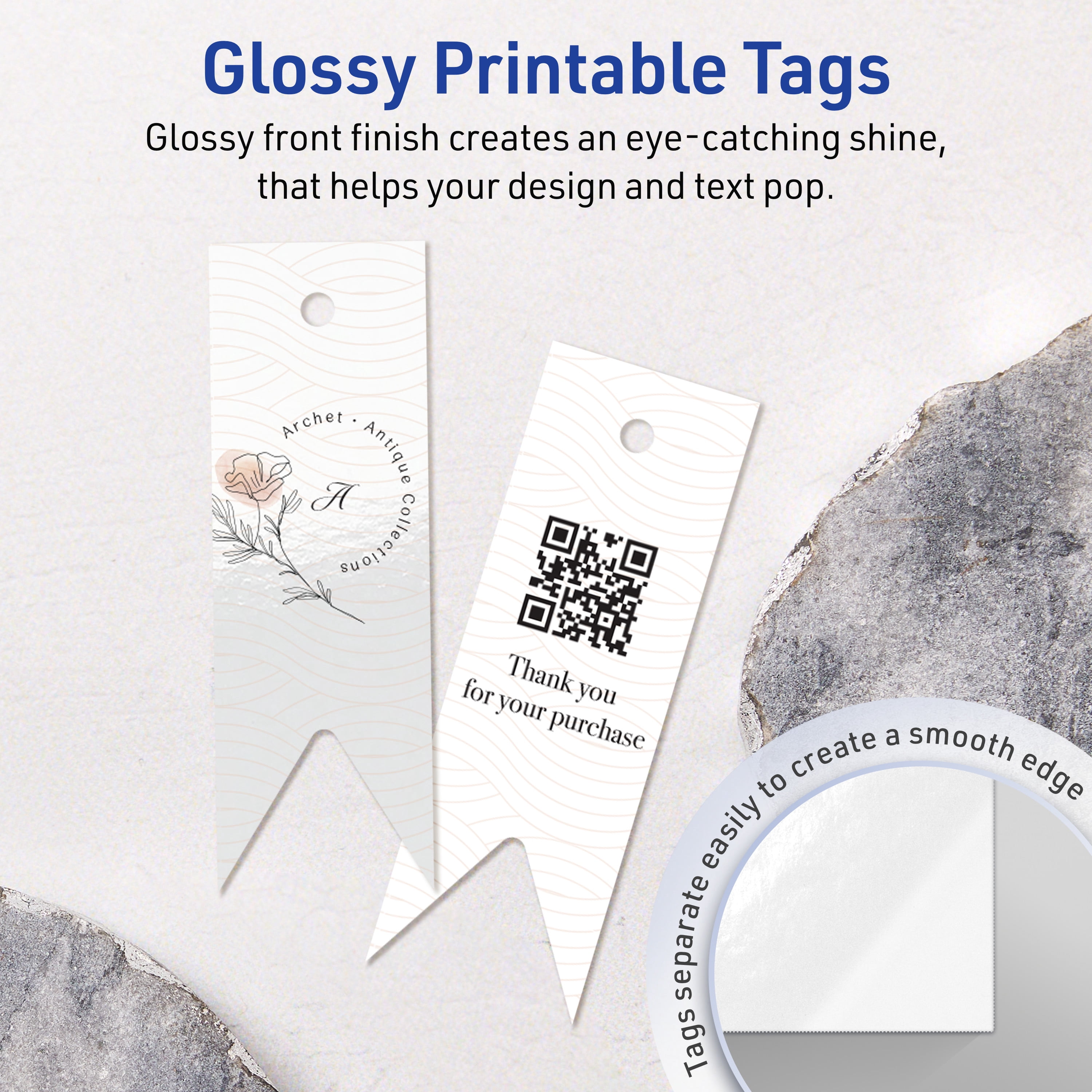Avery Banner Rectangle Flag Tags, 1" x 3", Glossy White, 400 Total