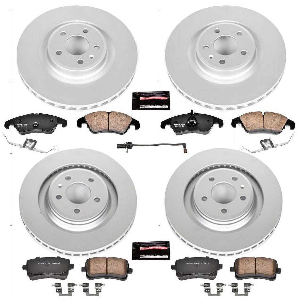 PowerStop Front and Rear Geomet Coated Brake Rotor and Pad Kit Fits: AUDI Select Models CRK6157