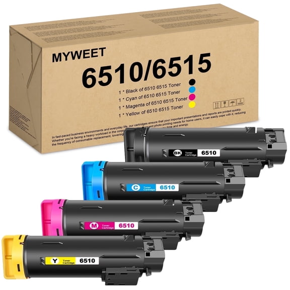 6510 6515 Toner Cartridges with Chip Compatible for Xerox 6510 6515 for Phaser 6510 WorkCentre 6515 Printer Ink (Black,Cyan,Magenta,Yellow 4-Pack)