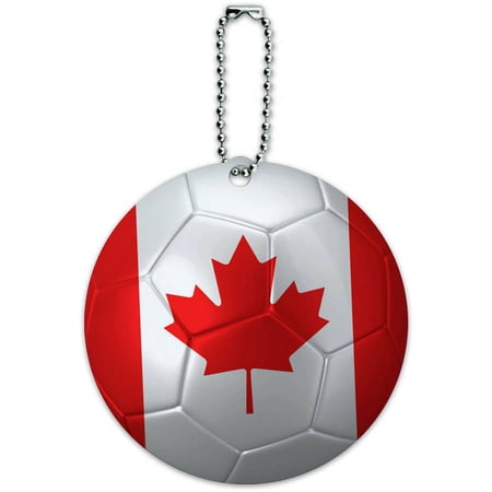 Canada Flag Soccer Ball Futbol Football Round Luggage ID Tag Card for Suitcase or Carry-On