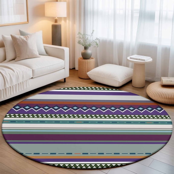 Small Round Rug 3Ft, Modern Boho Art Non-Slip Washable Circle Rugs Carpet, Colorful Abstract Bohemian Paisley Minimalist Indoor Outdoor Rug Floor Mats Throw Runner for Bedroom Living Room Bathroom