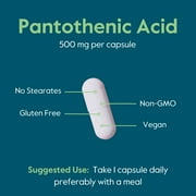 Bestvite Pantothenic Acid 500mg (Vitamin B5)(240 Vegetarian Capsules) - No Stearates - No Calcium Silicate - Vegan - Non GMO - Gluten Free