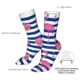 thumbnail image 4 of Xecao Flamingo Print Fashion No Heel Casual Crew Socks Cushioned Breathable for Men Women - Moisture wicking,Not easy to fade Suitable for daily, 4 of 7
