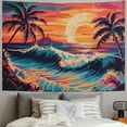 thumbnail image 2 of Chilfamy Wave Tapestry Trippy Sun Tapestry Neon Palm Tree Wall Tapestry Mountain Tapestry Vintage Sunrise Sunset Tapestry Retro Ocean Sea Beach Landscape Tapestry Wall Hanging for Room Painting, 2 of 6