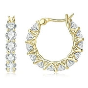 AINUOSHI Moissanite Hoop Earrings for Women, 925 Sterling Silver Hypoallergenic Diamond Huggies Earrings for Women, D-E Color Moissanite,Jewelry Box Packed,Yellow Gold