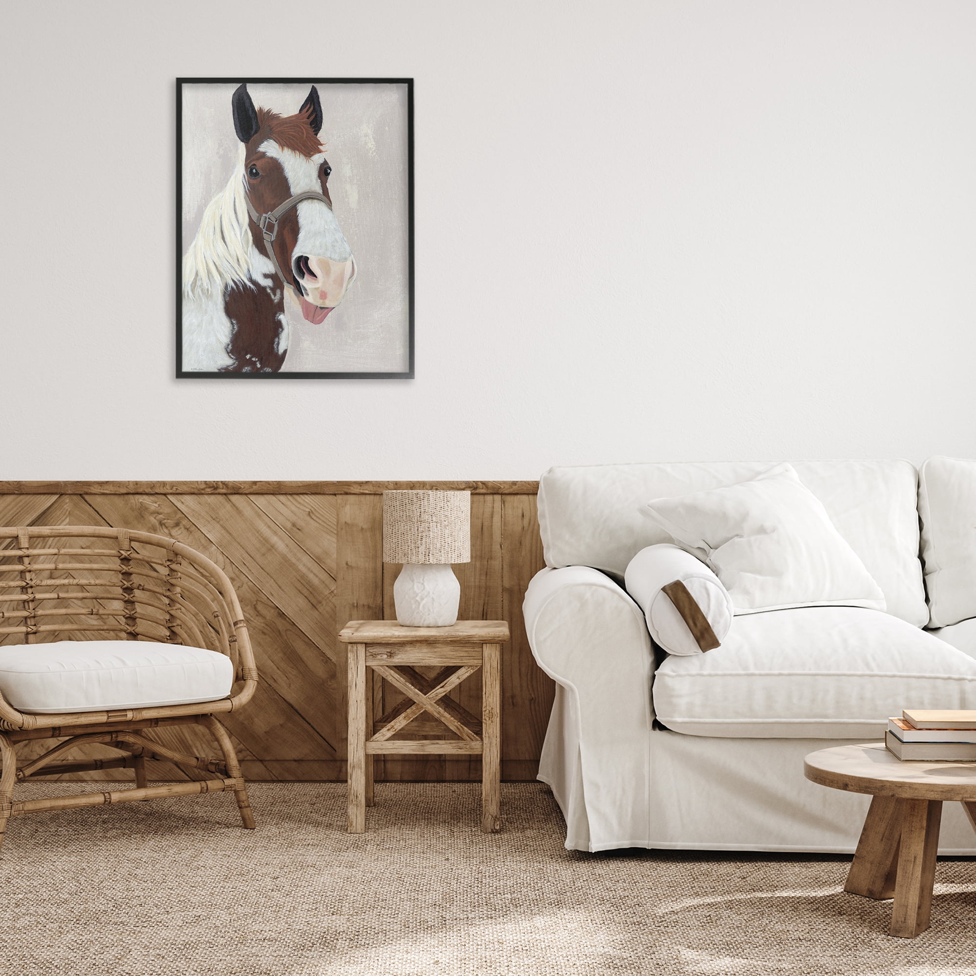 Stupell Industries Henry Horse Funny Tongue Black Framed Giclee Art, design by Ashley Justice