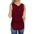 thumbnail image 4 of Camisetas sin mangas con cuello en V para mujer, camisetas sin mangas Henley con botones, camisetas túnica largas acanaladas, rojo 2XL Jormftte LRWJ597-9, 4 of 4
