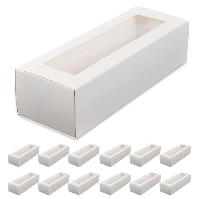 25 Macaron Boxes, Macaron Box for 6, (Interior Mesurement 7.2 inch×1.96 inch×1.96 inch), Macaroons White macaron box,Macaron Packaging Boxes with Clear Window Kraft without Macarons inside