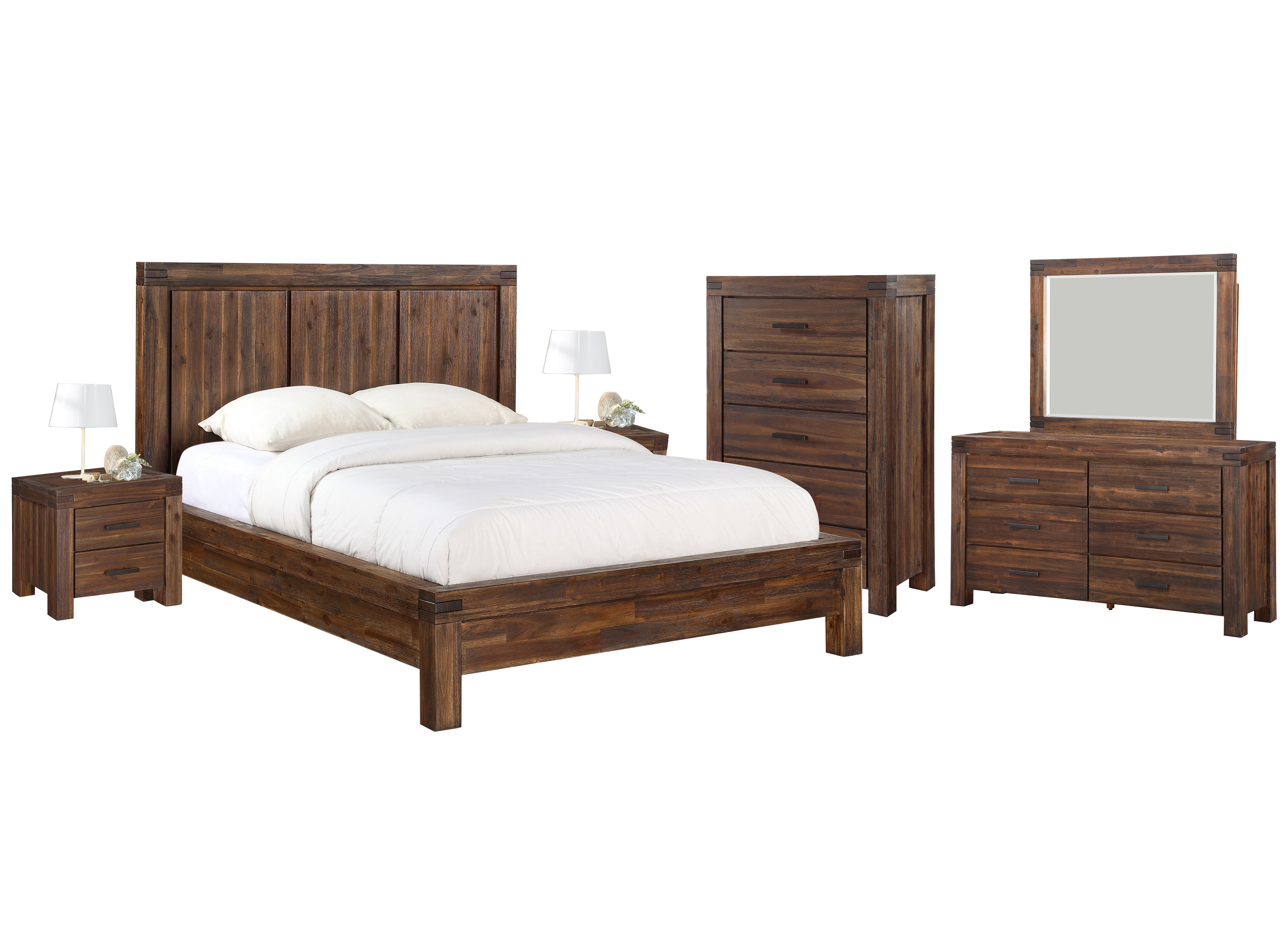 Millstone 6PC Full Platform Bed, 2 Nightstand, Dresser, Mirror & Chest