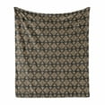 thumbnail image 1 of Classical Soft Flannel Fleece Throw Blanket, Vintage Damask with Oriental Spiral Curves Leafy Motif Print, Cozy Plush for Indoor and Outdoor Use, 70" x 90", Dark Sepia Tan, by Ambesonne, 1 of 5
