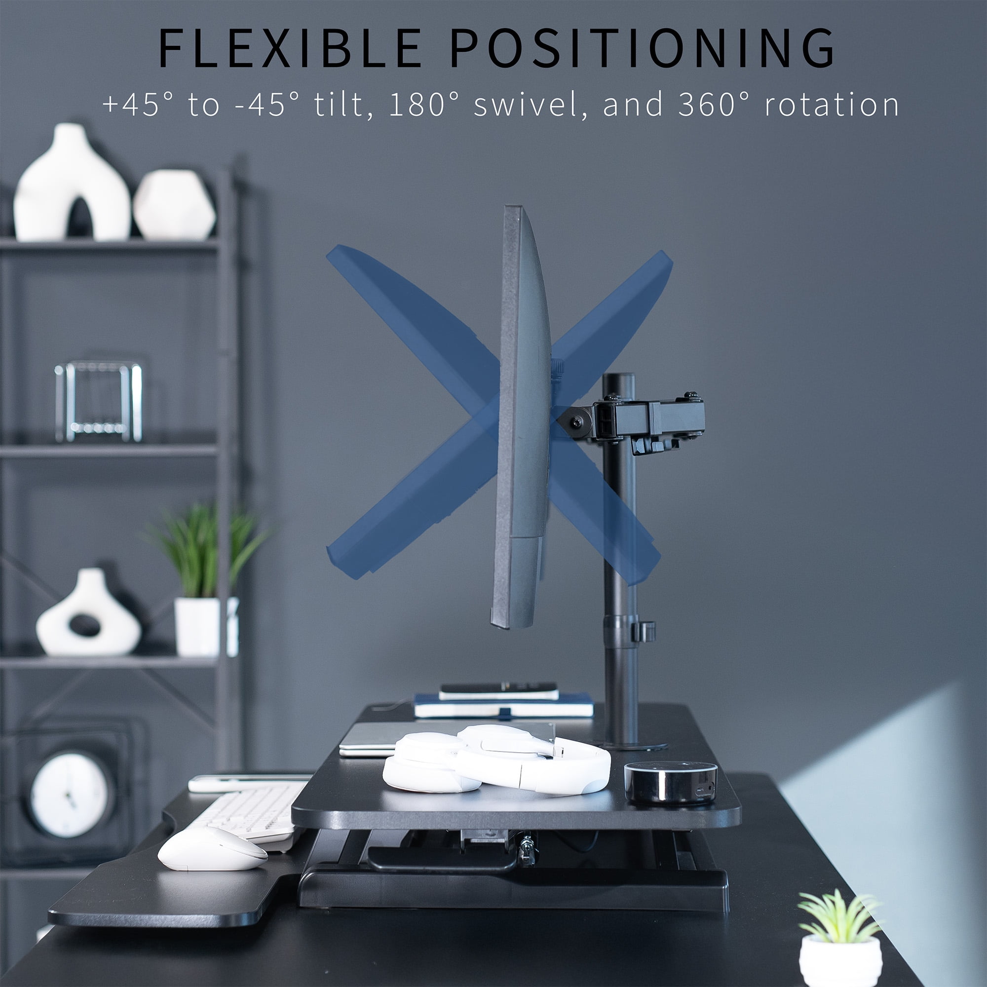 VIVO Black 48" Standing Desk Riser with Adjustable Dual 13" to 30" Monitor Mount