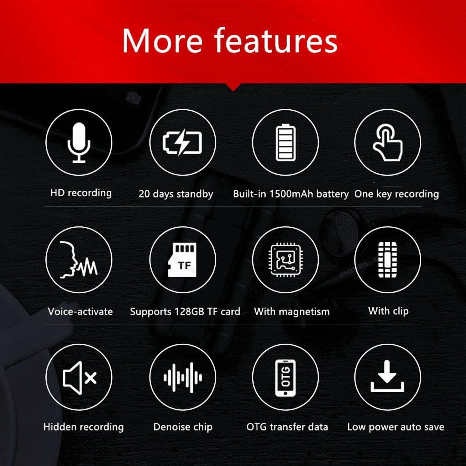 Amoi B800LI HD Noise Reduction Digital Voice Recorder, Black No memory