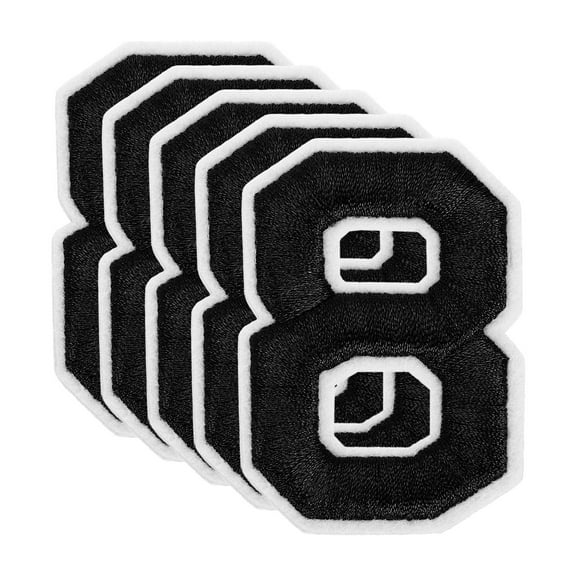 Uxcell 10 Pcs Number Patches 2.4" Height Number 8 Embroidered Decorative Repair Patches Iron/Sew On Embroidery Appliques for Decor Clothes Shoes Hats Backpacks DIY Crafts, Black