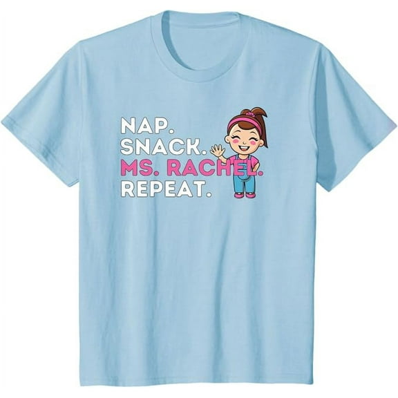 Ms.Rachel Preschool Nap Snack Ms Rachel Repeat Youth T-Shirt For Boy Girl Kids Toddler, Light Blue Color, Size XS
