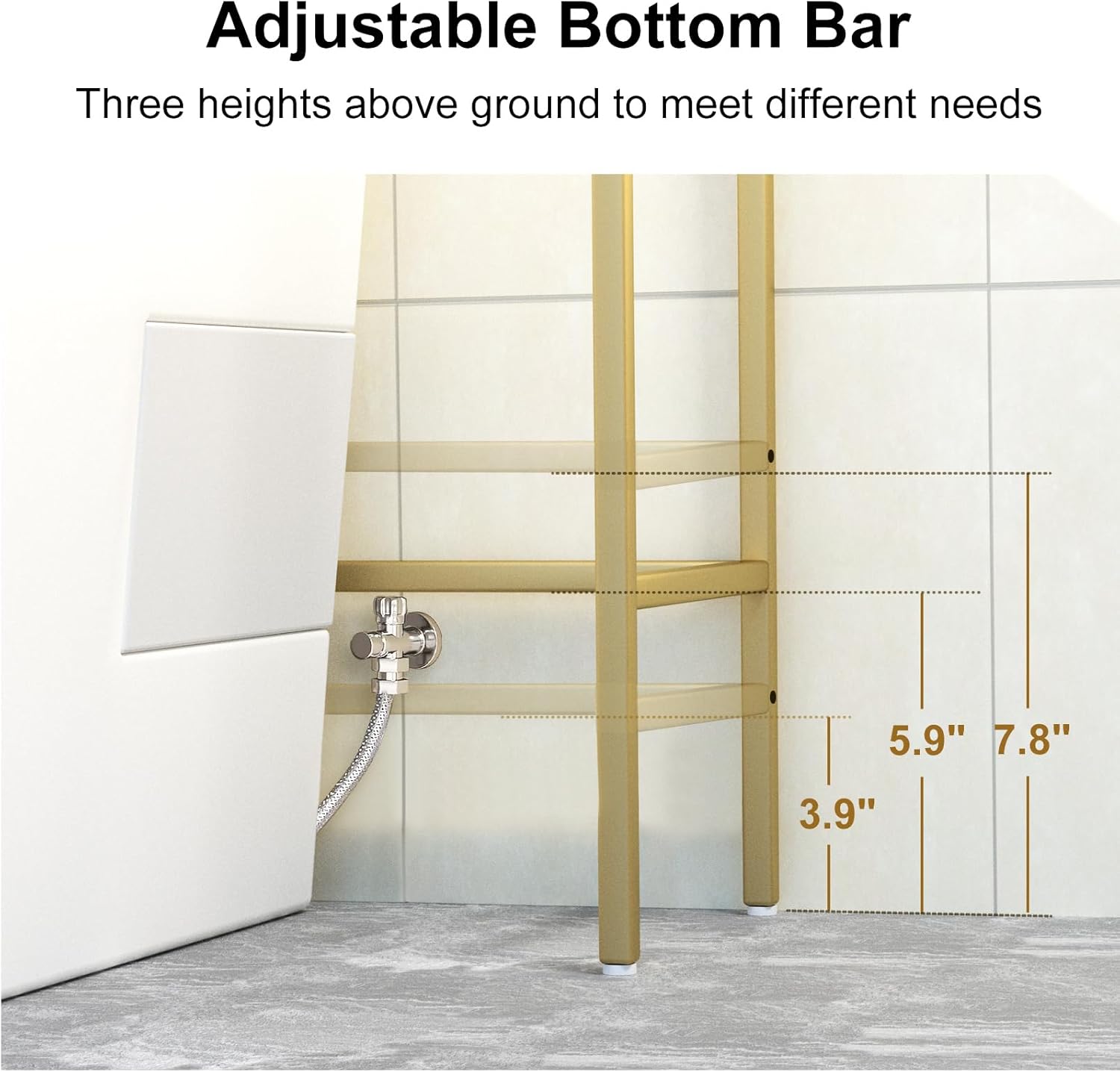Over The Toilet Storage Metal 3-Tier Bathroom Organizer Rack with Tempered Glass Shelves Space-Saving Modern Golden