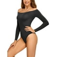 thumbnail image 5 of SHCKE Women One Piece Off Shoulder Long Sleeve Bodysuit Shapewear Tummy Control Body suit Seamless Tops Bodysuit for Women, 5 of 8