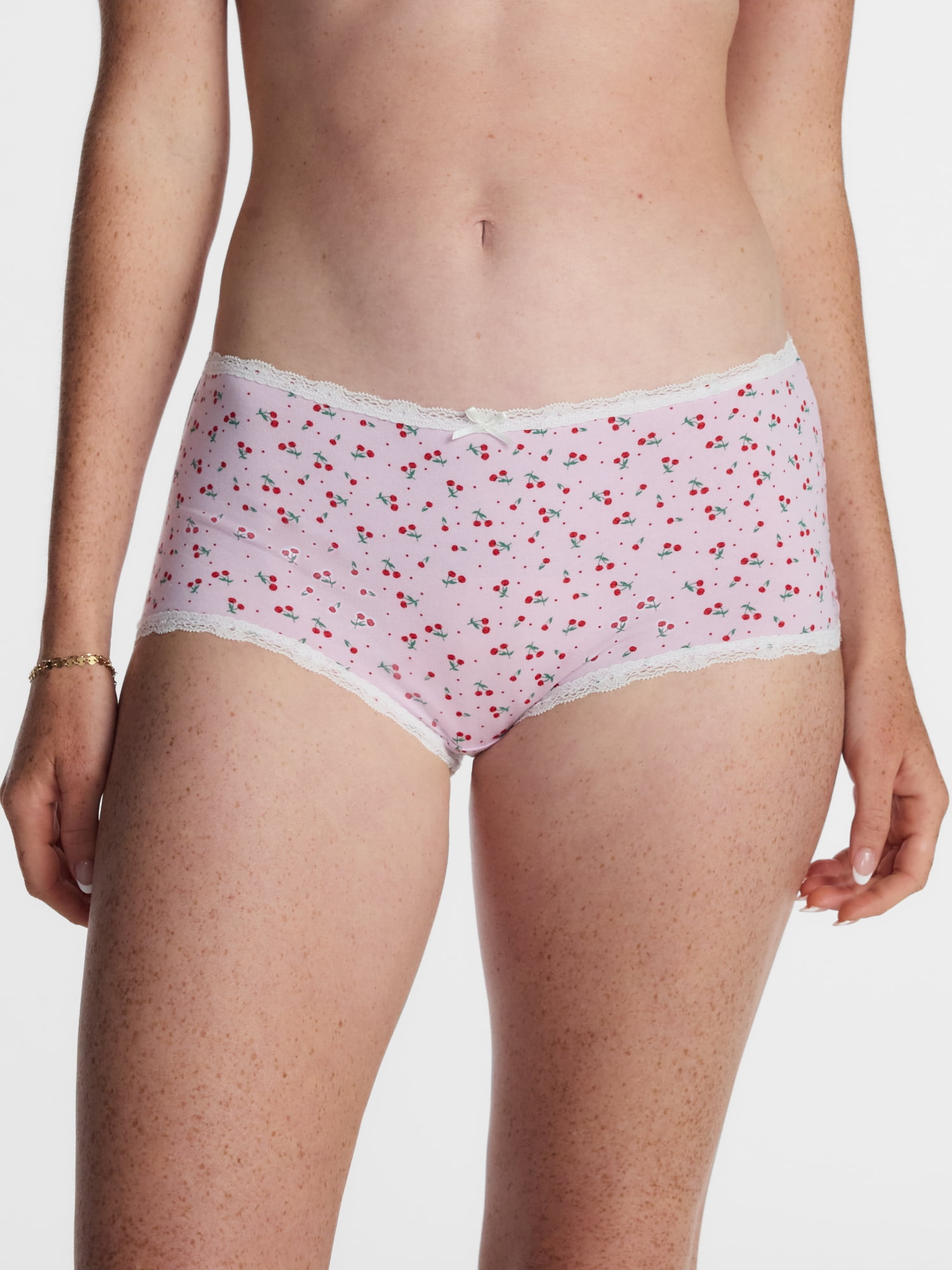 No Boundaries Women's Cotton Stretch Boy Shorts with Lace, 3-Pack, Sizes XS-XXXL