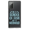thumbnail image 1 of DistinctInk Clear Shockproof Hybrid Case for Samsung Galaxy Note 20 (6.7" Screen) - TPU Bumper Acrylic Back Tempered Glass Screen Protector - In a School of Fish Be a Mermaid, 1 of 3
