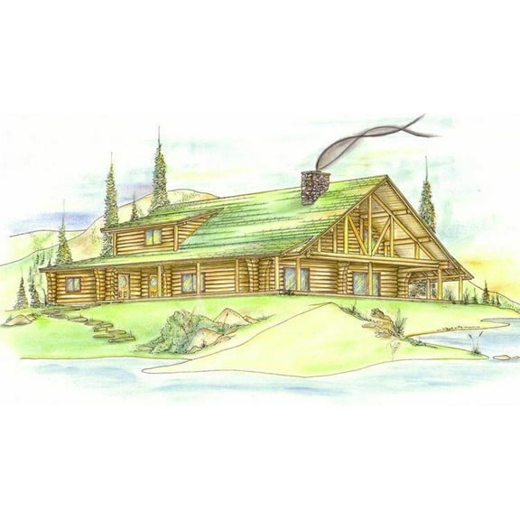 001-1016: Log Mountain 1 Bed, 3 Bath Luxury Home Plan, 2696 Sq Ft: Full Blueprints with License to Build by Home Plan Marketplace - Lesuto