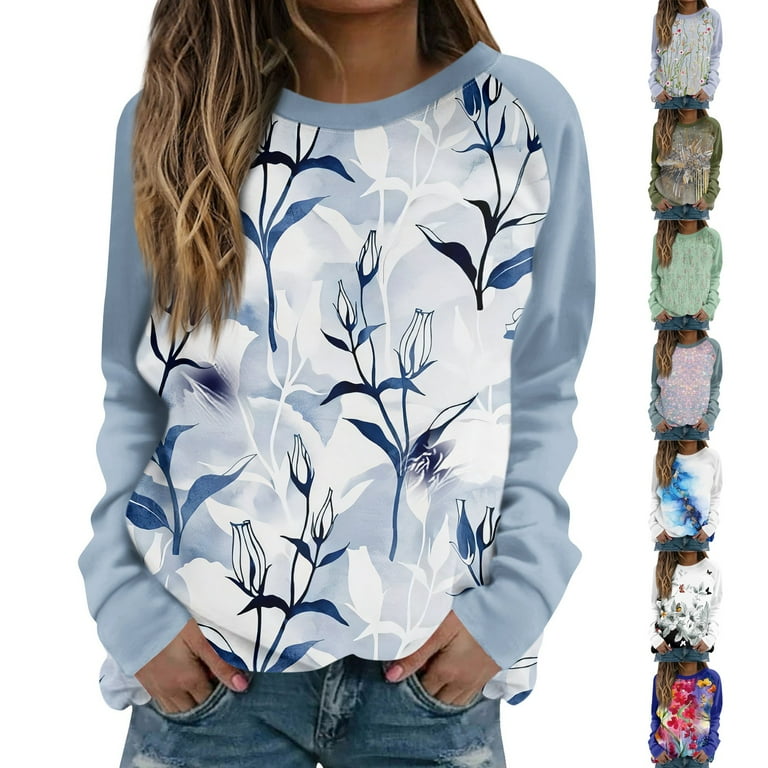 Floral print raglan sleeve pullover sale
