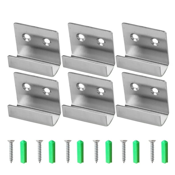 OUNONA 6-Piece Stainless Steel Hanging Hooks for Pictures, Paintings, Mirrors with 12 Screws and 12 Sticks, Size L Interlocking Frame Hangers