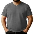 thumbnail image 2 of WAENQINLA Men's Big & Tall V Neck T-Shirts Raglan Short Sleeve Tees Shirt Plus Size Summer Casual Loose Lightweight Basic Tops Gray XL, 2 of 8
