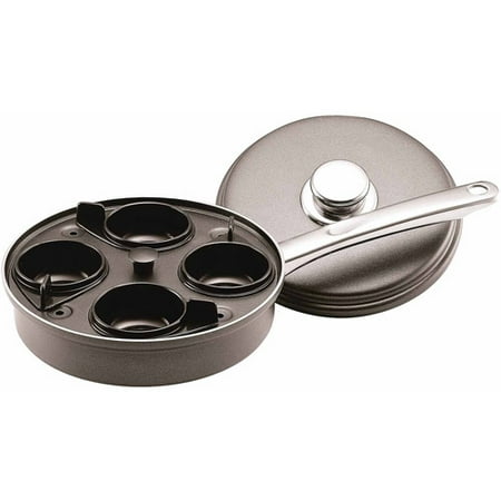 Farberware Accessories Aluminum Nonstick 4-Cup Covered Egg Poacher Skillet, Gray