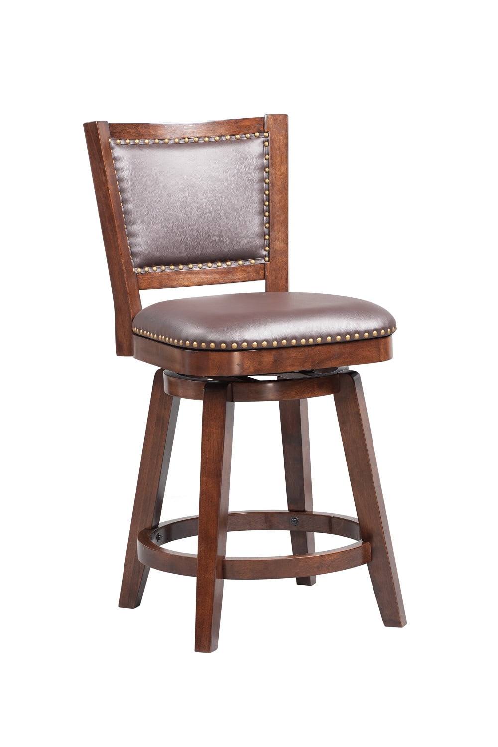 Boraam Broadmoor 29in. High Back Swivel Wood Bar Stool, Cappuccino Finish