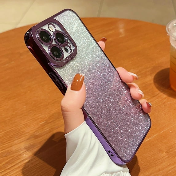 Allytech Compatible with iPhone 14 Pro Case (2022), Glitter Sparkly Shiny Bling Rubber Gel Slim Shell for Women Girls Camera Protective Case for iPhone 14 Pro 6.1" 5G, Darkpurple