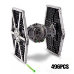 496PCS Space War Imperial Tie Fighter Building Blocks Model Include 3 Figures Spaceship Construction Bricks Toy Gift For Kids,496PCS,No Box