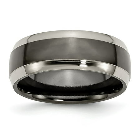 Gold Tone Wedding Bell - Titanium Black Two Toned Edge 8mm Wedding Ring Band Size 12.00 Fancy Fashion Jewelry For Women Gift Set